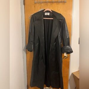 Chic Black Leather Women's Coat